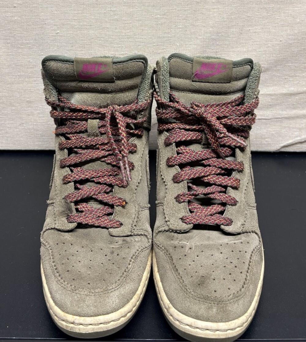 Nike Dunk 2012 Sky Hi Wedges Suede Olive Sneakers Women’s US9.5 528899-200